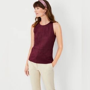 NWT Ann Taylor Faux Suede Tank Smoked Garnet Burgundy Red Petite XXS MSRP $69.50